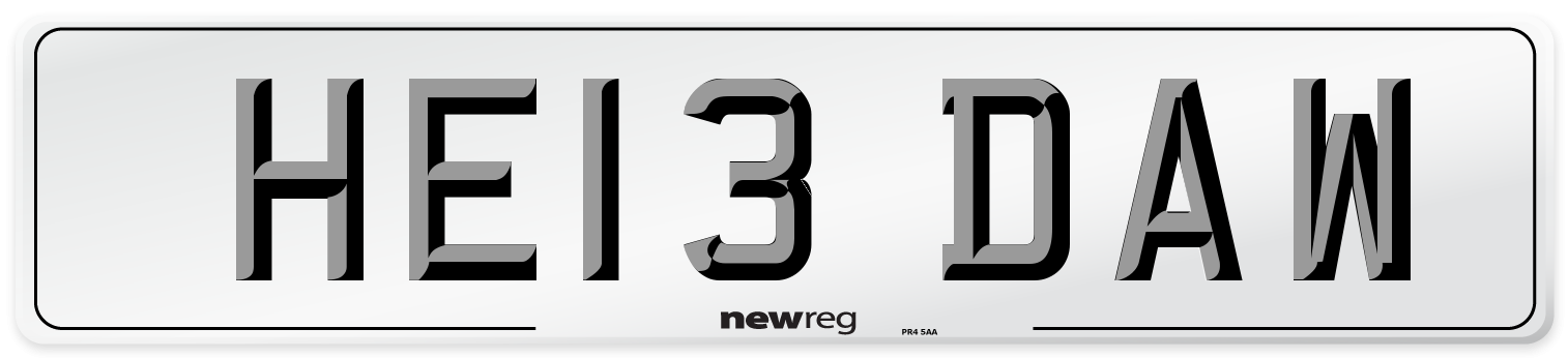 HE13 DAW Number Plate from New Reg
